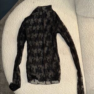 Free People Black Sheer Lace Top